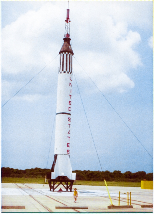 Kai MacLaren pauses to have his picture taken by his father, as he walks across the concrete expanse to Pad 5, at the Air Force Space and Missile Museum at Cape Canaveral Air Force Station, Florida. To the place where America’s first two human spaceflights occurred. First Alan Shepard on Mercury Redstone 3, May 5, 1961, and then Gus Grissom on Mercury Redstone 4, July 21, 1961. The rocket behind Kai is a replica, but the place itself is the Real Thing. This is the place where it all started. Photo by James MacLaren.